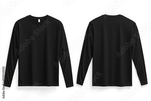 Black long sleeve tshirt mockup isolated created with Generative AI