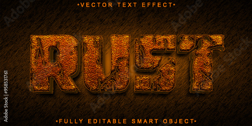 Worn Shiny Rust Bronze Vector Fully Editable Smart Object Text Effect