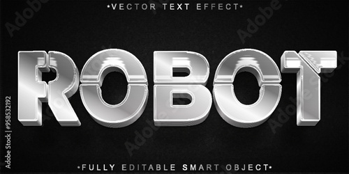 Silver Robot Vector Fully Editable Smart Object Text Effect