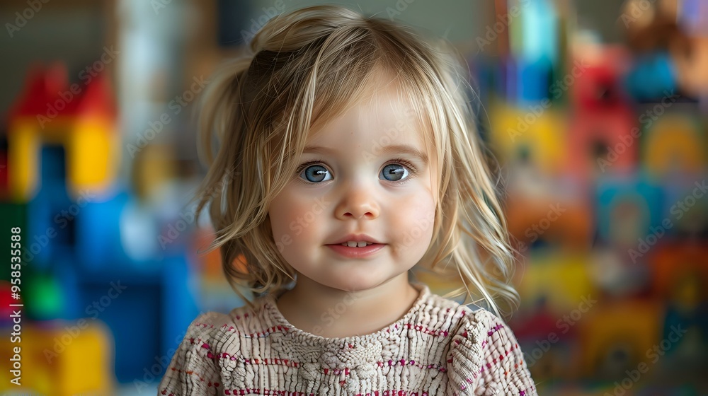 portrait of a cute toddler with wide blue eyes, surrounded by colorful plastic balls. The soft, playful environment captures childhood innocence, perfect for family-oriented brands, daycare advertis portrait of a cute toddler with wide blue eyes, surrounded by colorful plastic balls. The soft, playful environment captures childhood innocence, perfect for family-oriented brands, daycare advertis