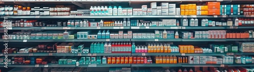 A neatly organized shelf filled with various health and wellness products in a modern store setting.