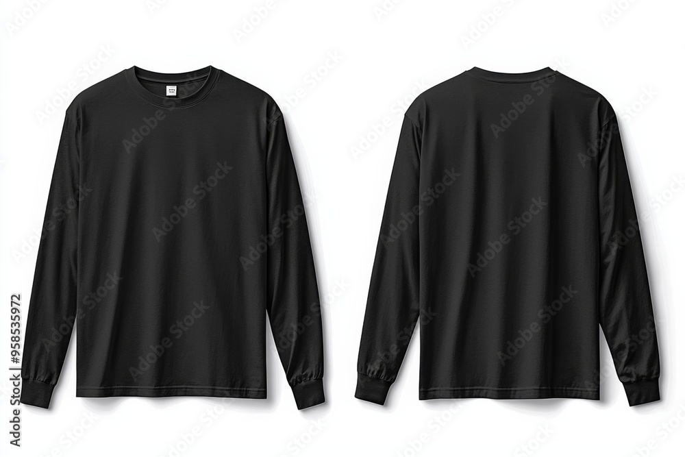 Black long sleeve tshirt mockup isolated created with Generative AI Black long sleeve tshirt mockup isolated created with Generative AI