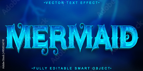 Soft Beauty Mermaid Vector Fully Editable Smart Object Text Effect