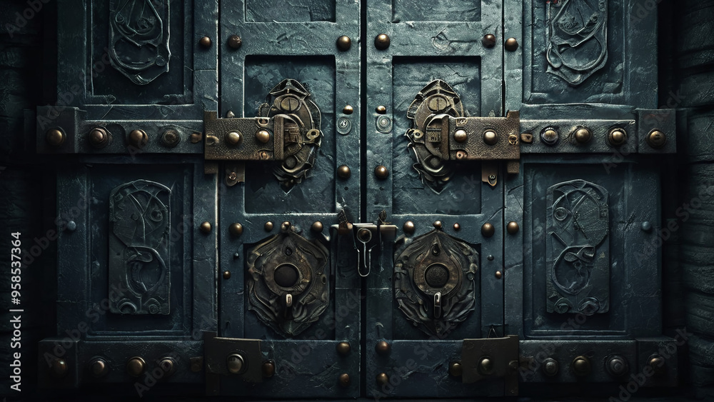 Lock on a Mysterious Ancient Door, Intriguing and Enigmatic Lock on a Mysterious Ancient Door, Intriguing and Enigmatic