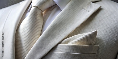 A crisp, white, bespoke suit fabric with subtle texture and slight sheen, freshly pressed and draped elegantly, exuding photo