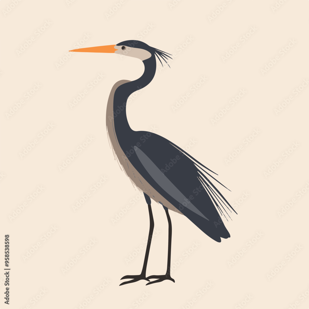 Fototapeta premium Stylized Illustration of a Heron Bird