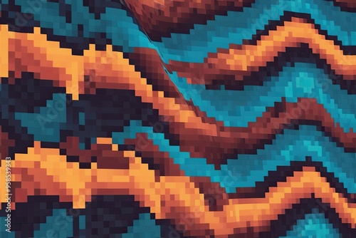 Vibrant Pixel Wave Design with Lively Gradient and Geometric Structure