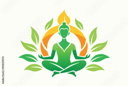 Human meditation logo icon illustration.