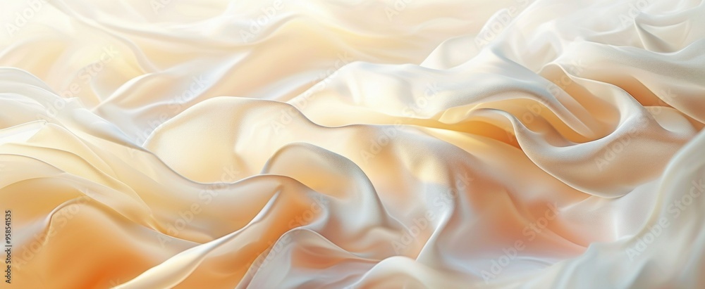 A closeup of a white cloth with gentle waves across its surface