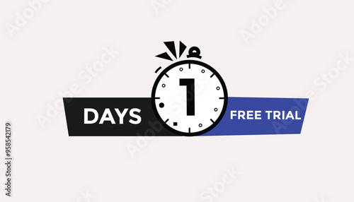 1 days free trial Countdown number banner templates. time icon. Vector Illustration 
