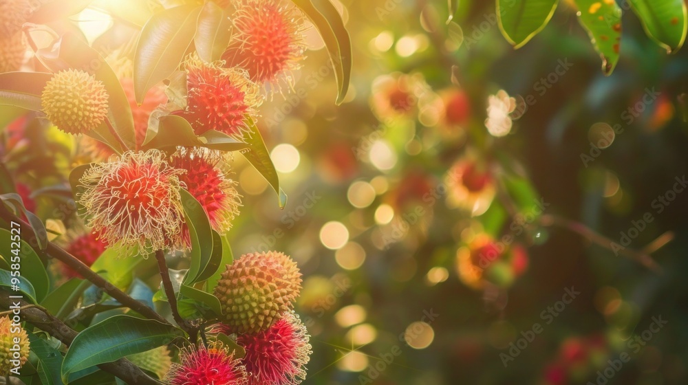 People growing rambutan in a beautiful garden People growing rambutan in a beautiful garden