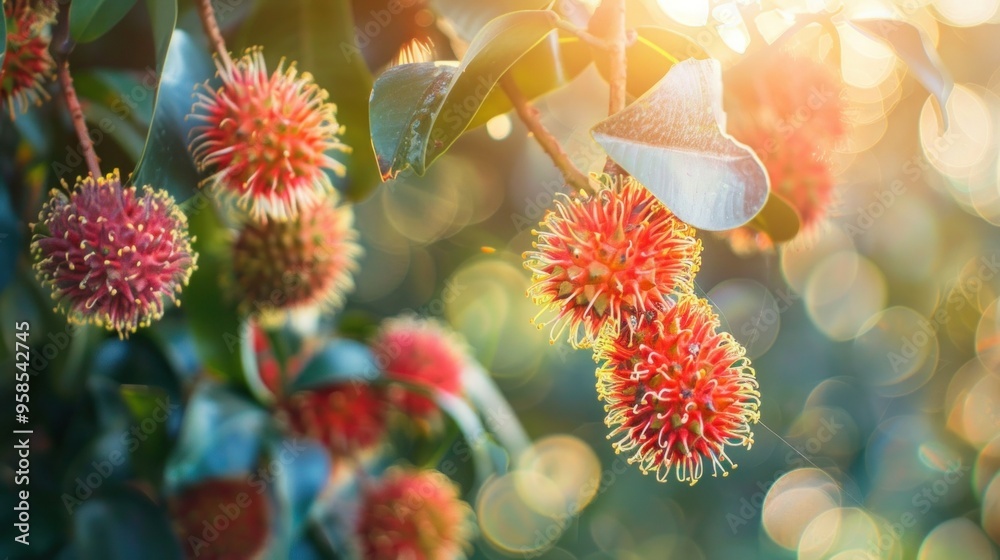 People growing rambutan in a beautiful garden People growing rambutan in a beautiful garden