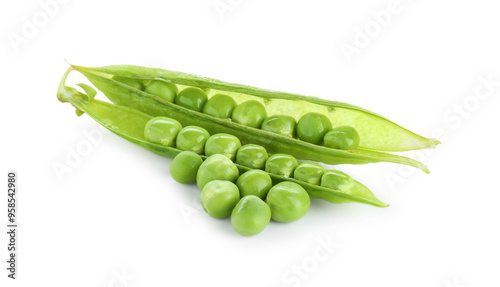 Wallpaper Mural Green fresh peas and pods isolated on white Torontodigital.ca