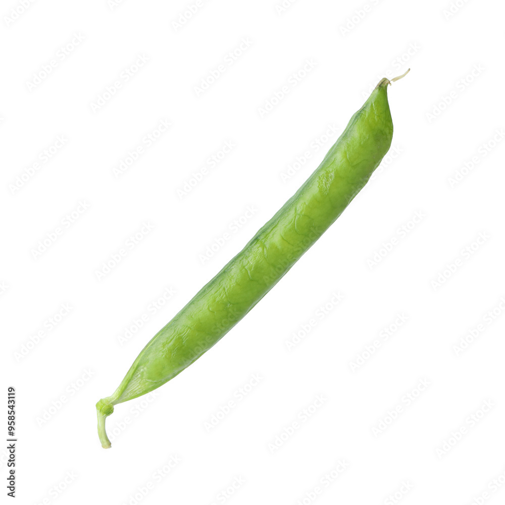 One green fresh pea pod isolated on white One green fresh pea pod isolated on white