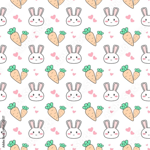 seamless pattern with rabbits and carrots