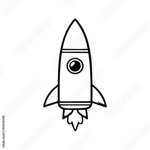 Simple Rocket Illustration With Minimalistic Design Elements
