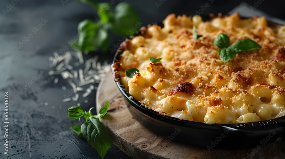 Delicious Baked Macaroni and Cheese with Crispy Golden Topping and Melted Cheese Delicious Baked Macaroni and Cheese with Crispy Golden Topping and Melted Cheese