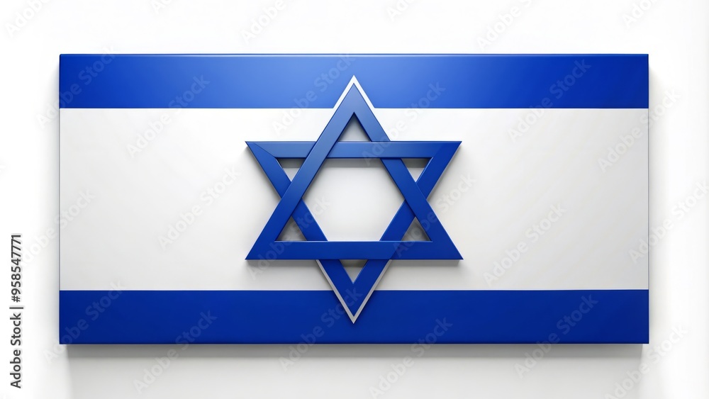 The white background represents peace and purity, while the Star of David shines bright, symbolizing the Jewish faith The white background represents peace and purity, while the Star of David shines bright, symbolizing the Jewish faith