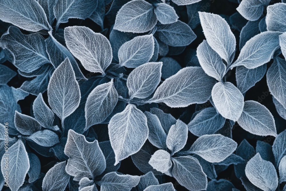 Frosty winter leaves abstract Frosty winter leaves abstract