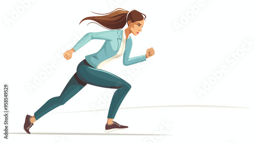 Young Businesswoman in Start Position Ready to Run