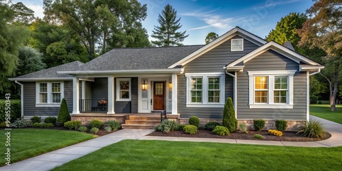 This charming ranch-style home gets a stylish makeover with the installation of new siding, modern new windows, and