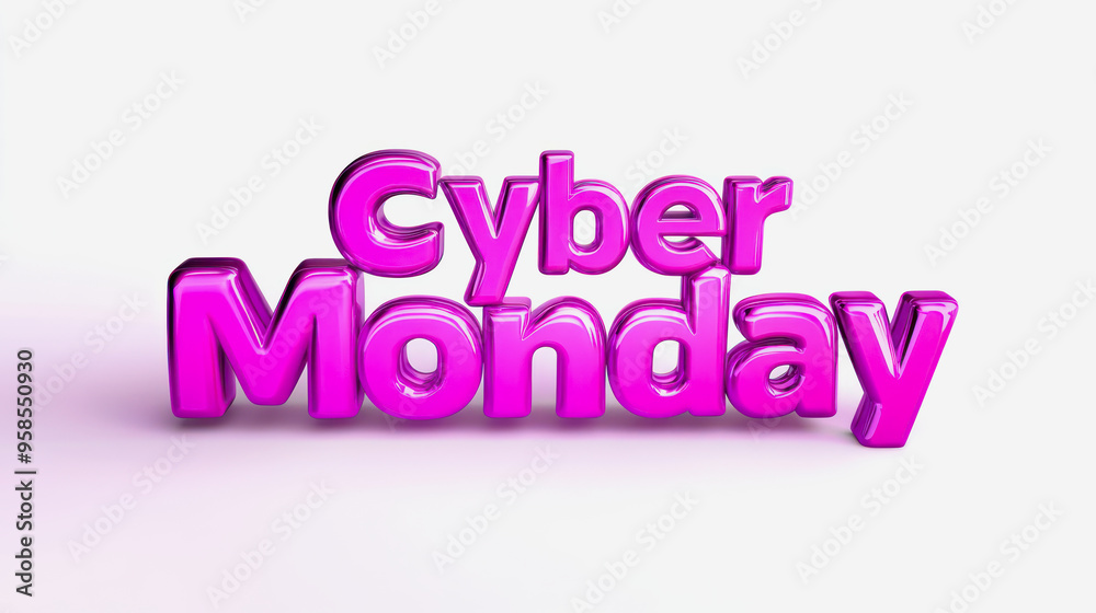 illustration of pink colored 3d letters with the words Cyber Monday against white background illustration of pink colored 3d letters with the words Cyber Monday against white background