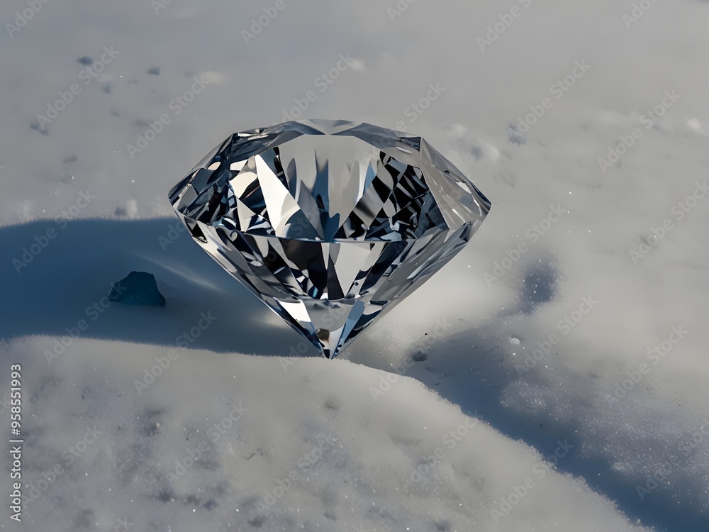 Diamond in Winter Season - Glimmering Gem Set Against a Frosty Winter Scene Diamond in Winter Season - Glimmering Gem Set Against a Frosty Winter Scene