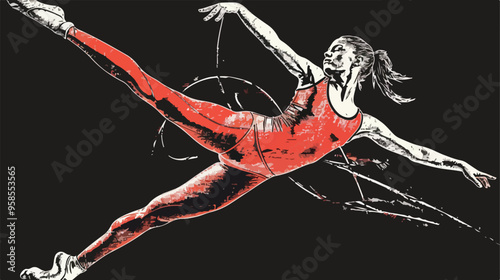 Young Woman Demonstrating Athletic Skills in Gymnast Suit