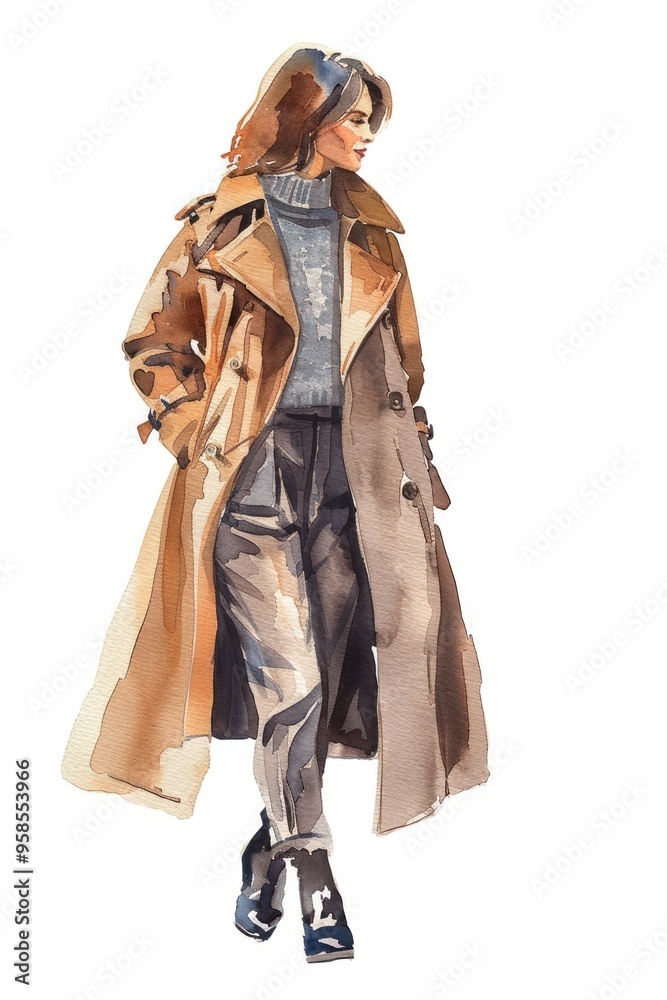 Obraz premium Stylish woman in trench coat
