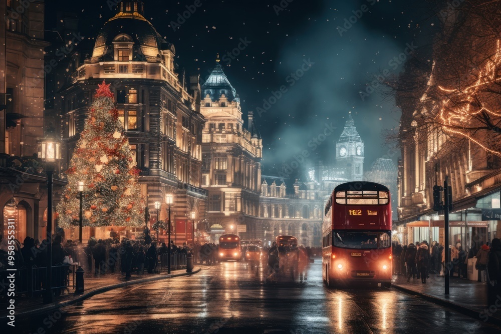 Fototapeta premium Christmas city architecture metropolis.