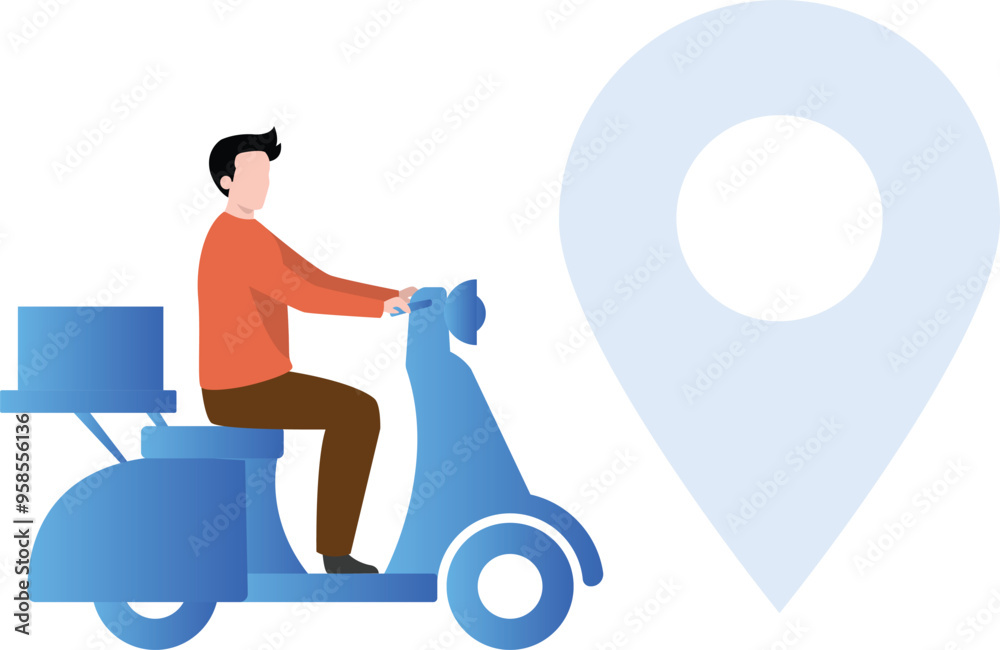 The boy is going to deliver the courier on a scooter. The boy is going to deliver the courier on a scooter.
