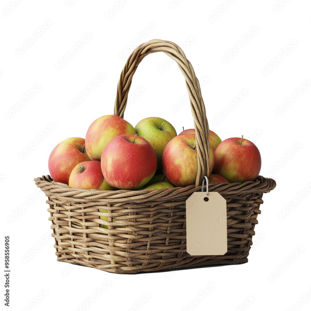 A rustic basket filled with freshly picked apples ready for autumn harvest celebration A rustic basket filled with freshly picked apples ready for autumn harvest celebration