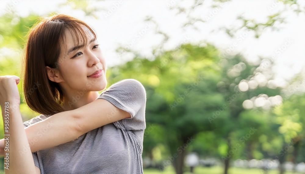 公園でストレッチをしている若いアジア人の女性。(Young Asian woman stretching in the park.)
公園でストレッチをしている若いアジア人の女性。(Young Asian woman stretching in the park.)