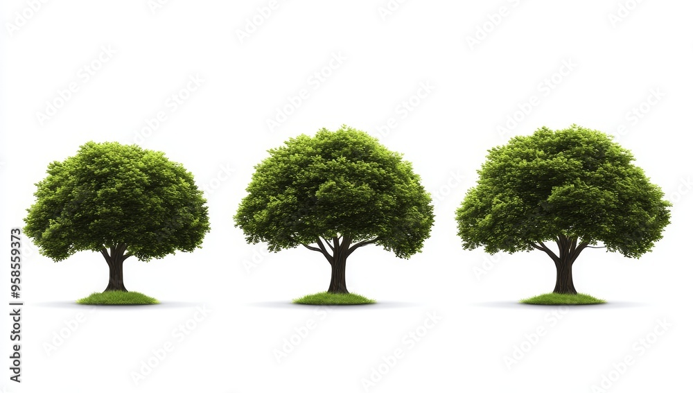 Isolated green tree with transparent background