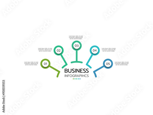 Infographic template concept circular with 5 stage, options or elements. Minimal infographic design template. photo