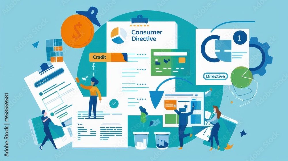 Consumer directive concept with financial visuals Consumer directive concept with financial visuals