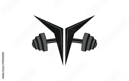 Fitness Gym Logo Featuring a T-Shaped Design with a Barbell Symbol