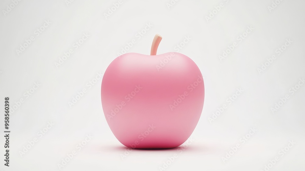 Obraz premium A 3D single icon of an apple with green leaves, suitable for an illustration of healthy food, isolated on white