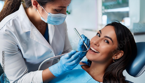 dentista donna su poltrona dentista 