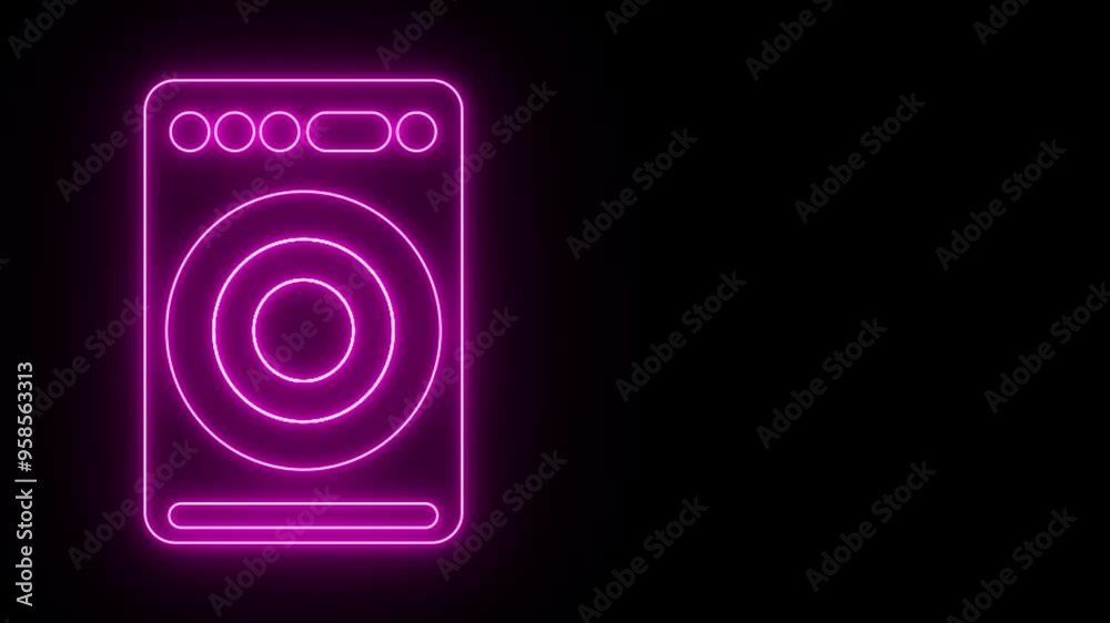 Pink glowing Sound Box Icon neon icon on Black background. Looped Neon abstract Lines. Laser Pictogram animation. Seamless loop. 4k video. Pink glowing Sound Box Icon neon icon on Black background. Looped Neon abstract Lines. Laser Pictogram animation. Seamless loop. 4k video.