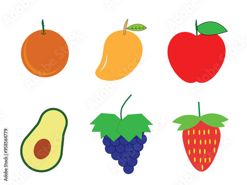 Collection of fruits vector icon