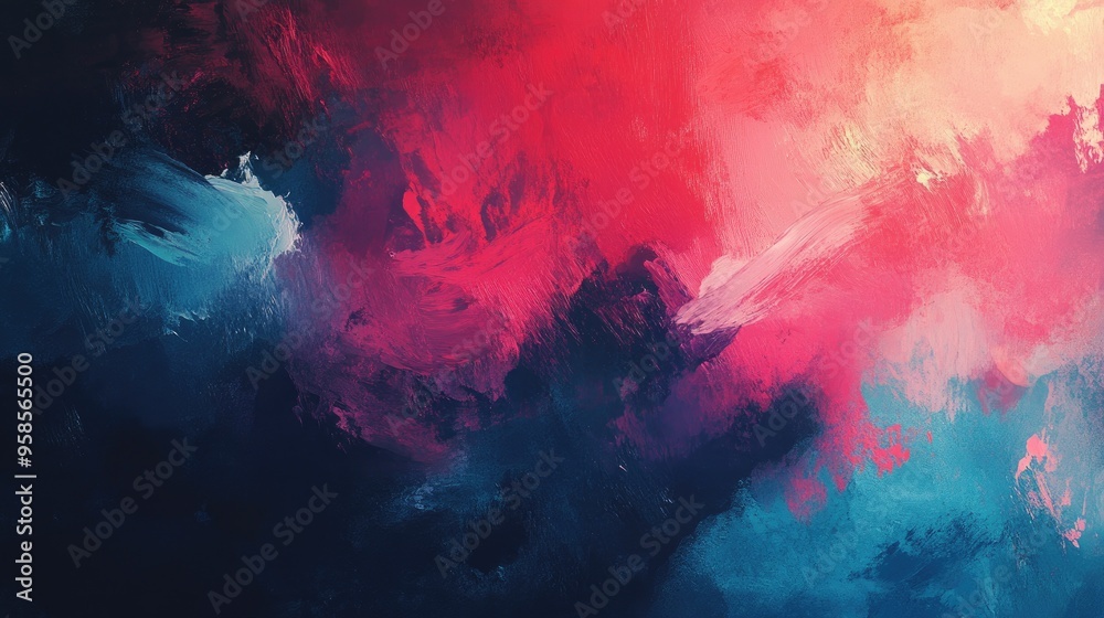 Fototapeta premium Abstract Painting with Red, Pink, and Blue Hues
