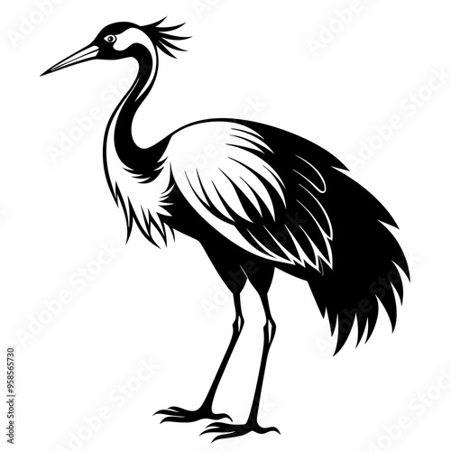 Crane Bird silhouette vector illustration