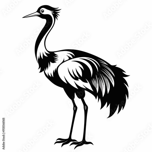 Crane Bird silhouette vector illustration