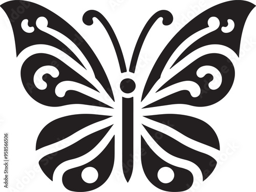 Print create butterfly silhouette vector style with white background