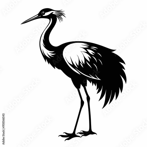 Crane Bird silhouette vector illustration