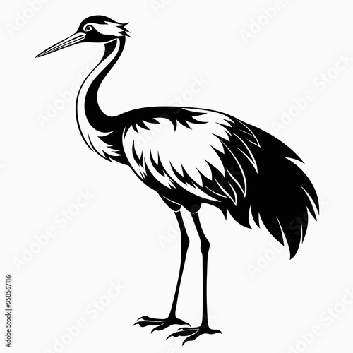 Crane Bird silhouette vector illustration