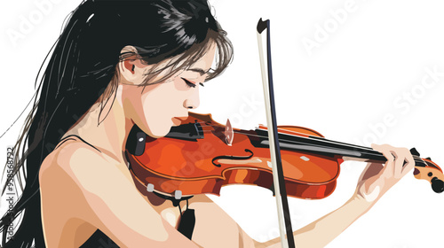 Young Pretty Asian Woman Playing Violin