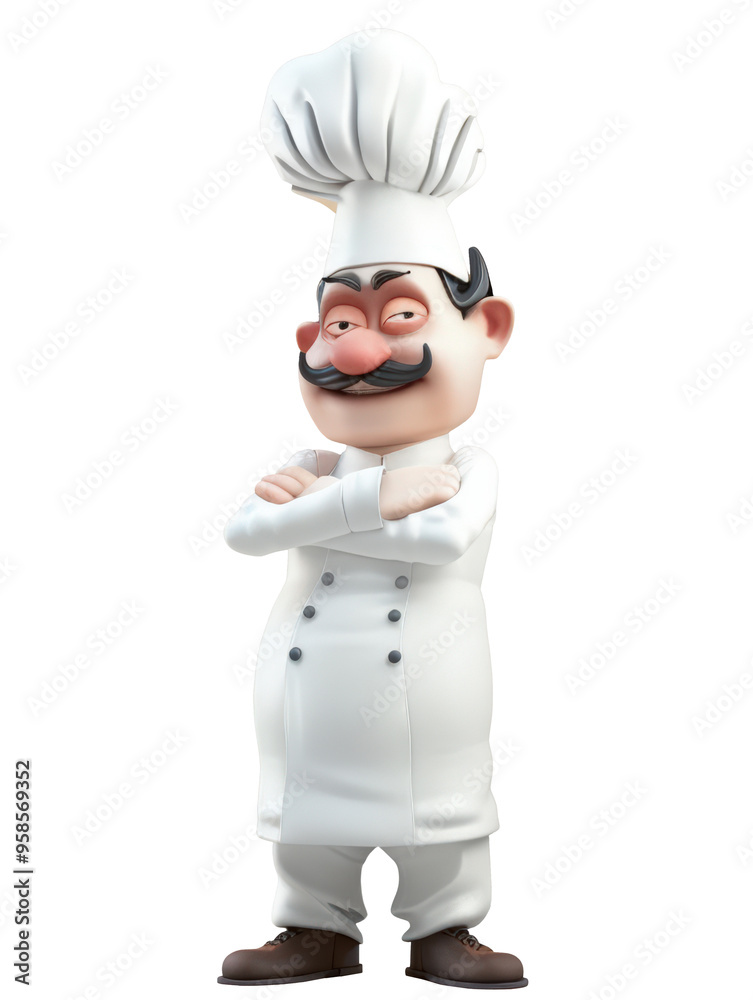 3d chef cartoon character in white uniform isolated white background 3d chef cartoon character in white uniform isolated white background