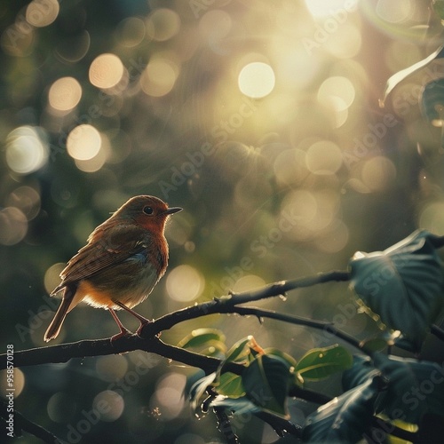 A bird basking in the sun on a beautiful day.